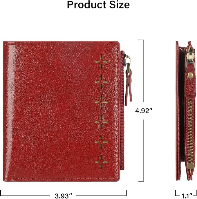 Ultra Thin Small Compact Leather Womens Girls Wallets RFID Blocking Credit Card Holder for Women - Image 4