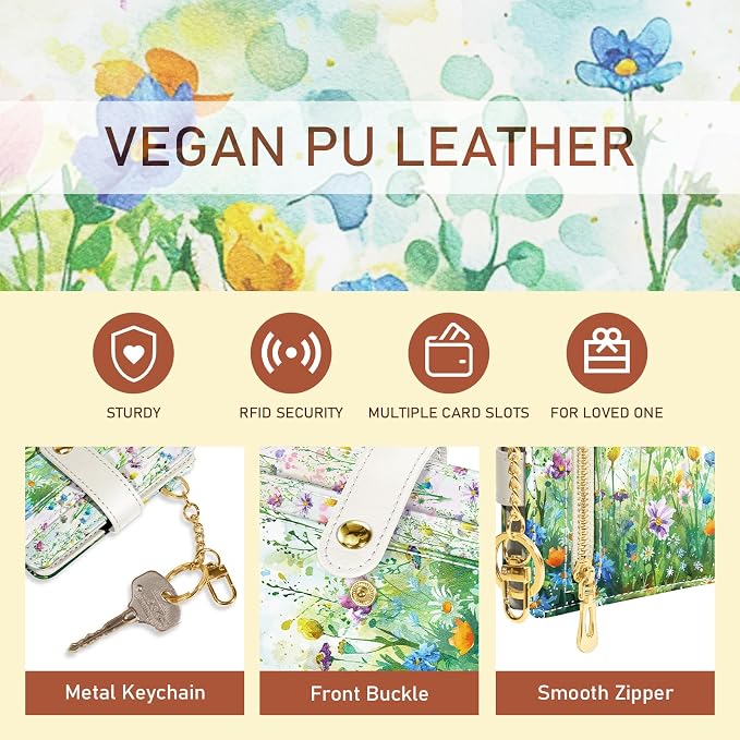 Jogjam Floral Green Rfid Women Wallet, Small Slim Thin Credit Card Holder | PU Leather Bifold Cash Zipper Coin Pocket ID Window, for Female Ladies Teen Girls Girly Gifts - Image 6