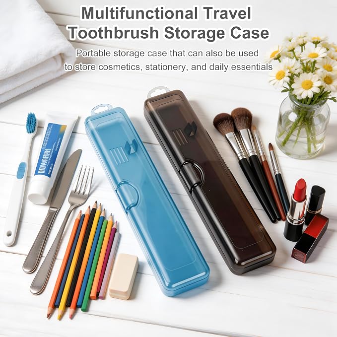Travel Toothbrush Holder (4-Pack, Gray,Blue) | Portable Travel Toothbrush Case Carries Toothbrushes and Toothpaste, Suitable for Travel, Home, And School - Image 6