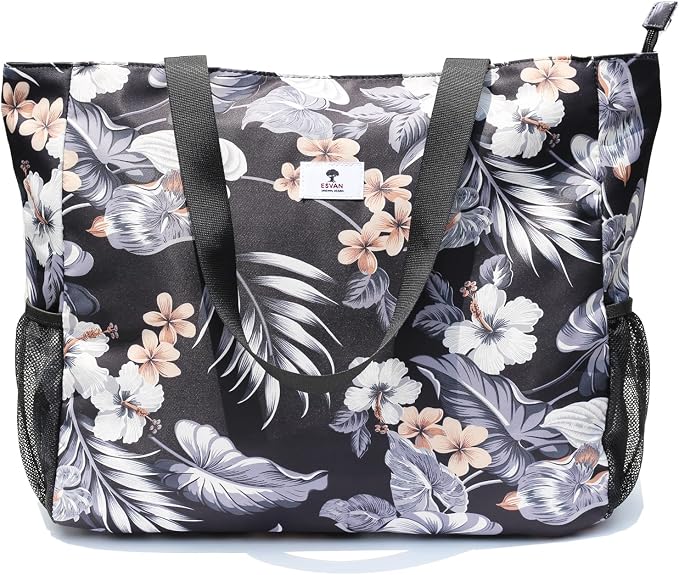 ESVAN LARGE BEACH BAG Water Resistant Lightweight 20 inch Women Oversize Tote Bag for Gym Beach Travel Pool Yoga Nurse - Image 3
