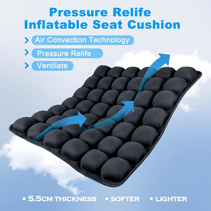 Sondor Travel Cushion,Portable & Adjustable Airplane seat Cushion for Long Flights,Inflatable Cushion for Wheelchair, Travel,Driving - Image 3