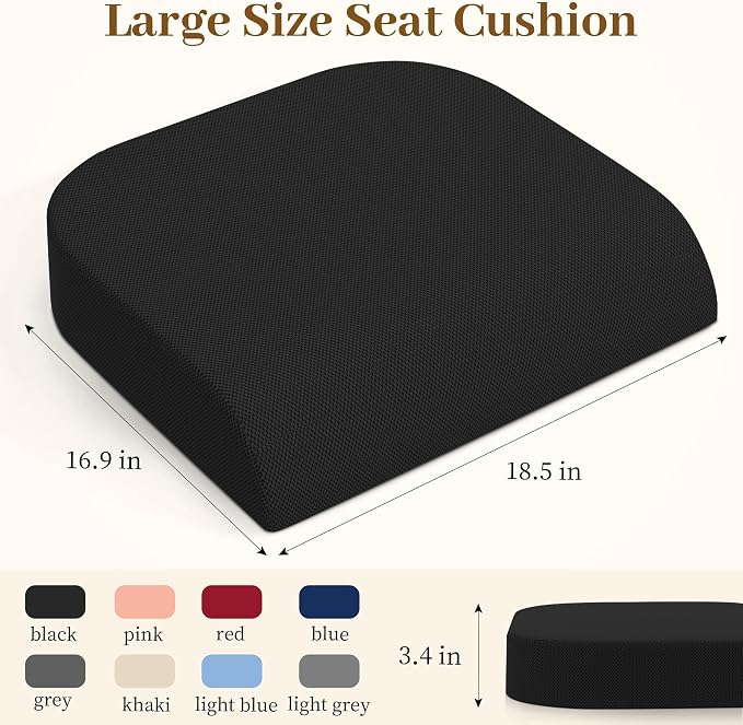 TranquilRelax XL Memory Foam Seat Cushion for Office Chair, 3.35-Inch, Black - Image 3