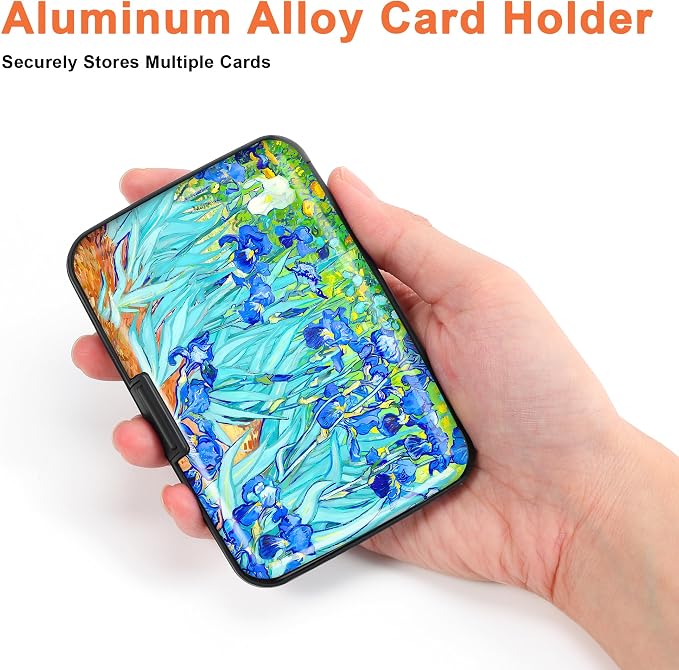 Mayski Credit Card Holder for Women RFID Blocking Wallet, Floral Art | Card Wallets for Women Small Mini Business Metal Accordion Aluminum Alloy Hard Case for Men - Image 3