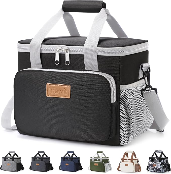 Lifewit Medium Lunch Bag, Insulated Lunch Box, Soft Cooler Cooling Tote for Adult Men Women, Gray and Black 12-Can (9L) by Lifewit