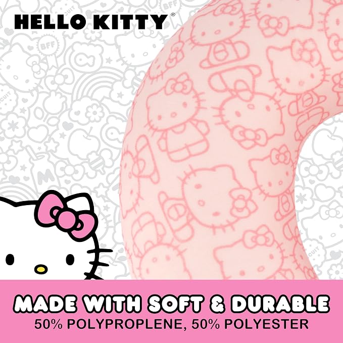 FUL Hello Kitty Neck Pillow, Pink | All Over Print Memory Foam Travel Accessories for Airplane, Car and Office, Comfortable and Breathable - Image 6