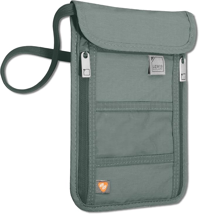 Lewis N. Clark Stash Neck Travel Wallet, RFID Blocking Passport Holder, Protect Personal Information, Slate by LewisNClark