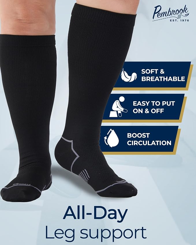 Pembrook Plus Size Compression Socks for Women Wide Calf - 3 Pairs, 20-30mmHg Extra Wide Calf Compression Socks, Up to 4XL - Image 2