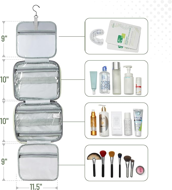 Ms. Pen- Travel Toiletry Bag Organizers, Sage Green | Makeup Travel Bag for Toiletries with Hanging Hook, Water-Resistant - Image 3