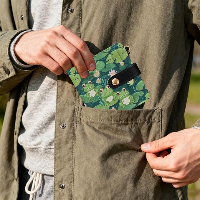 Green Ugly Frog Pond Women's Wallets RFID Blocking,Credit Card Holder Bifold Wallet,Slim Card Cases,PU Leather Travel Wallet for men Girls - Image 7