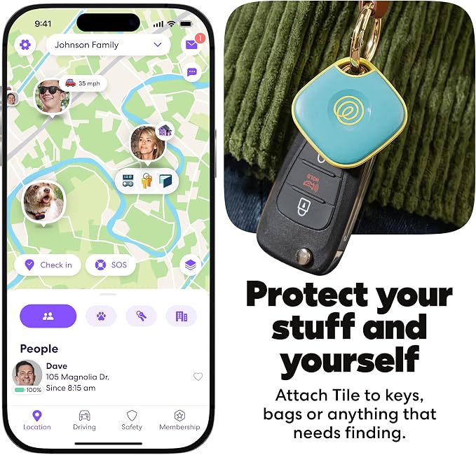 Life360 Tile - Bluetooth Tracker, Keys Finder and Item Locator for Keys, Bags and More. Phone Finder. Both iOS and Android Compatible. 1-Pack (Aqua Lemon) - Image 3