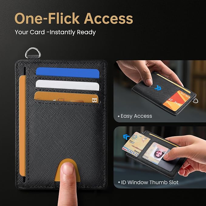 Mayski Slim Wallet, Credit Card Holder for Women, Minimalist Front Pocket RFID Blocking Card Cases, Small Wallet Women Men(Cross Black) - Image 6