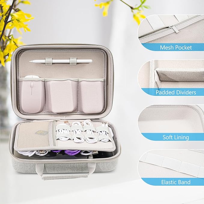 ProCase Hard Travel Electronic Organizer Case for MacBook Power Adapter Chargers Cables Power Bank Apple Magic Mouse Apple Pencil USB Flash Disk SD Card Small Portable Accessories Bag - Image 5