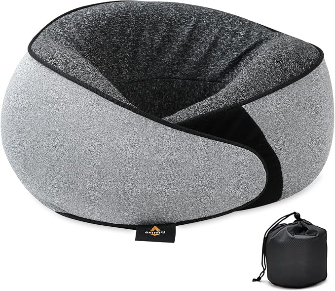Memory Foam Neck Pillow | Travel Neck Pillow，Ergonomic U-Shaped Travel Pillow with Neck Support, Breathable & Washable Cover, Includes Storage Bag–Ideal for Office, Car, Plane, Bus, Grey by Triphug