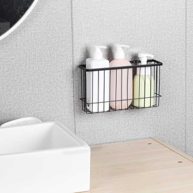 Toplife Wall Door Adhesive Kitchen Wrap Organizer Rack, No Drilling, Black, 2 Pack - Image 5