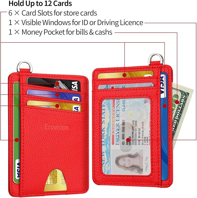 Slim Minimalist Front Pocket Wallet, RFID Blocking Credit Card Holder Wallet with Detachable D-Shackle for Men Women - Image 4