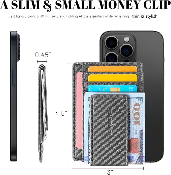 Toughergun Slim Wallet for Men RFID Blocking Money Clip, Minimalist Front Pocket Credit Card Holder, Magnetic Thin Mens Wallets with ID Window - Image 7