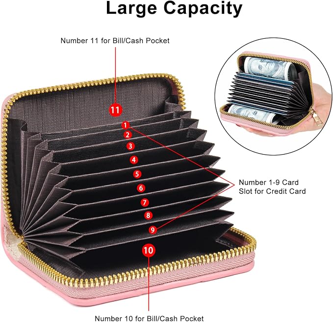 Credit Card Wallet, RFID Card Case Wallet, Zipper Card Cases Holder for Men Women, RFID Blocking, KeyChain Wallet, Compact Size Card Organizer Case for Women - Image 2