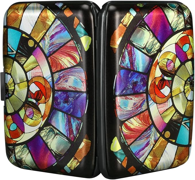 RFID Aluminum Wallet Credit Card Protector Case Holder for Men Women | Mini RFID Aluminum Wallet Credit Cards Holder Business Card Case Metal ID Case for Men Women (Colorful Glass) - Image 3