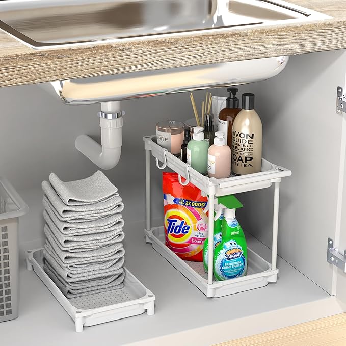 SimpleHouseware Standard 3-Tier Slim Rolling Storage Cart, White - Image 7