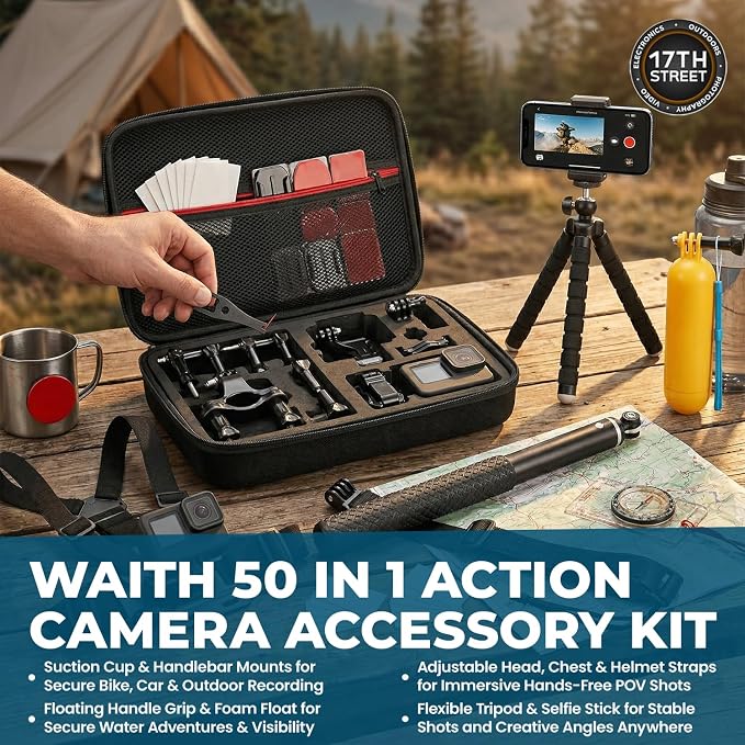 GoPro HERO13 Waterproof Action Camera (Black), 5.3K60 27MP, 50-in-1, Bundle | Includes Enduro Rechargeable Battery, Extension Arm Floating Handgrip, 64GB Microsd Card, 50-in-1 Camera Accessory Bundle Kit - Image 4
