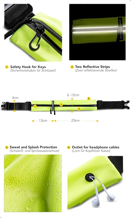 Fitgriff® Running Belt for Men & Women - Secure Jogging Pouch for Phone, Keys & Essentials - For All Cell Phones - Image 4