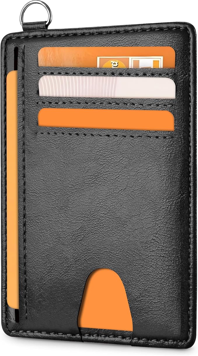 Mayski Slim Wallet, Credit Card Holder for Women, Minimalist Front Pocket RFID Blocking Card Cases, Small Wallet Women Men(Oiled Wax Black) by SLIMELEGANCEPERSONIFIED