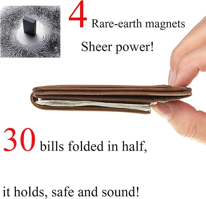Toughergun Slim Wallet for Men RFID Blocking Money Clip, Minimalist Front Pocket Credit Card Holder, Magnetic Thin Mens Wallets with ID Window - Image 5