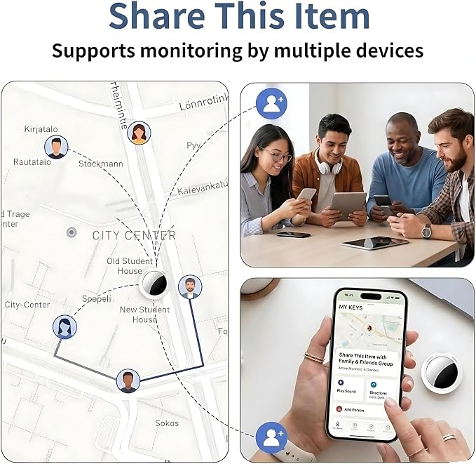 4 Pack Smart Tracker Tags MFi Certified Item Finder Apple Find My iOS Only | Bluetooth Air Worldwide Tracking Tracker Tags Waterproof Key Finder Locator with Sound for Luggage Wallet Pets Dogs Cats - Image 7