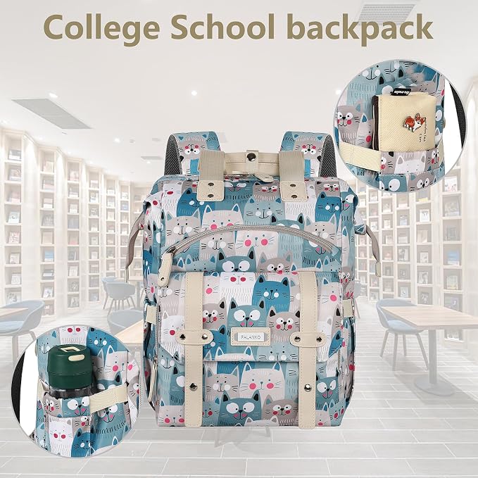 FALANKO Laptop Backpack for Women,Teacher Doctor Nurse Work Purse Bag for 15.6 Inch Laptop,Cute Cartoon Pattern backpack With RFID Anti Theft Pocket, Large Travel Bookbag for Women - Image 3