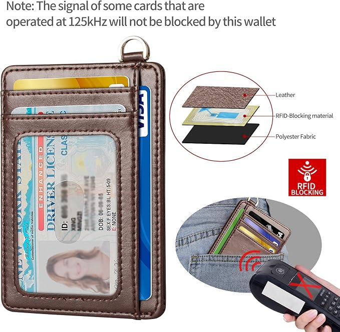 Slim Minimalist Front Pocket Wallet, RFID Blocking Credit Card Holder Wallet with Detachable D-Shackle for Men Women - Image 4