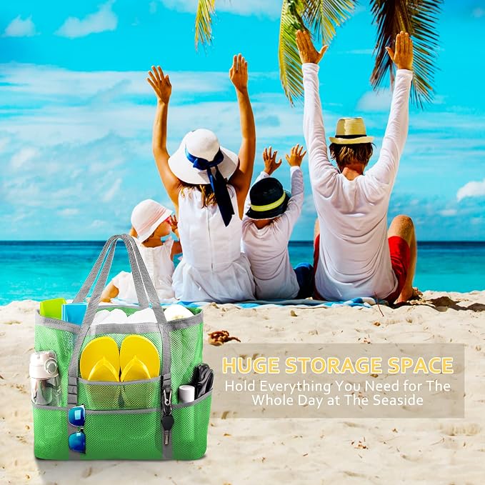 SRISE Mesh Beach Bag - Large Beach Tote Bag for Family Beach Bag for Toys & Vacation Essentials - Image 6
