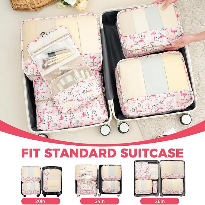 BAGAIL 9 Set Packing Cubes with Packing List Luggage Packing Organizers for Travel Accessories (Flamingo) - Image 8