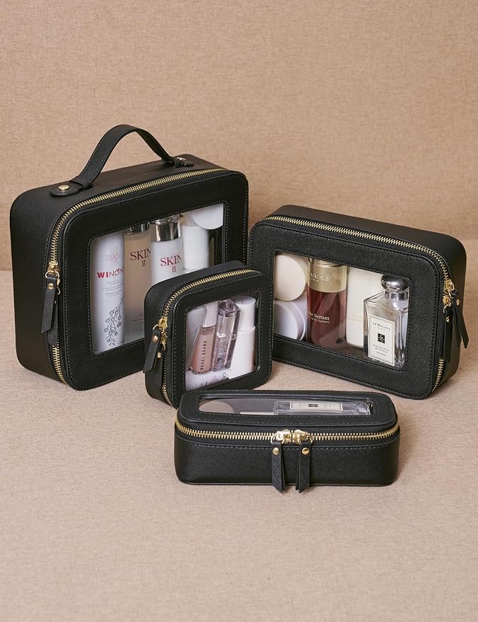 Makeup Brush Travel Case Slim Makeup Bag for Women Clear Cosmetic Bag Cute Makeup Case Black Toiletry Bag for Traveling Transparent Car Makeup Bag Aesthetic Makeup Brush Bag - Image 7