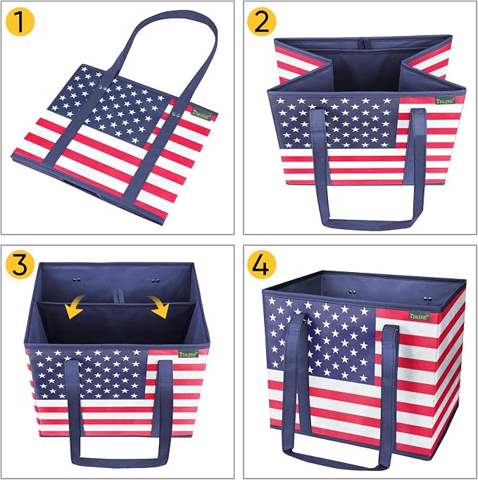 BALEINE 3PK Reusable Grocery Bags, Heavy Duty Shopping Tote Bag | 12'' Long Handles, Reinforced Bottom Keeps Upright, Fold Flat Storage, Water-Resistant Shopping Bag, Multiple Color Options - Image 6