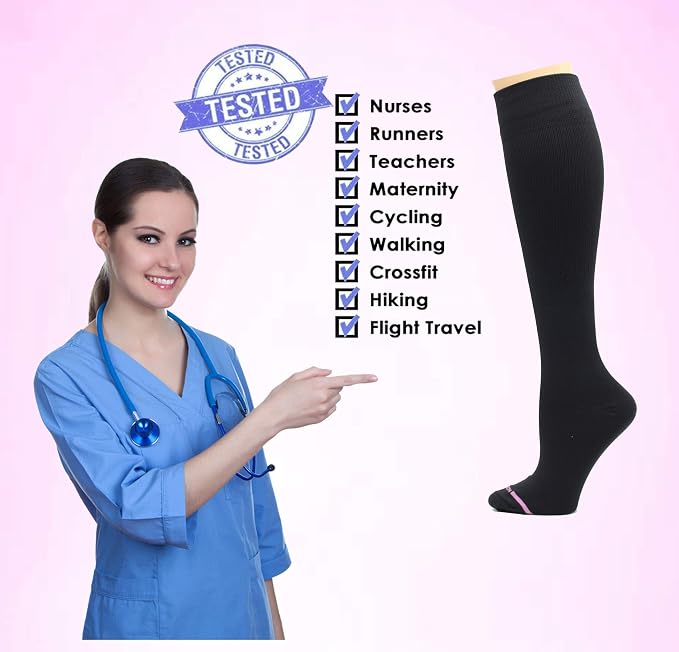 Dr. Motion 3 Pairs Therapeutic Graduated Compression Women's Knee-hi Socks - Image 4