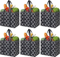 Reusable Grocery Bags 6-Pack Foldable Washable Large Storage Basket, Black | Water Resistant Shopping Tote Bag Bins by WiseLife