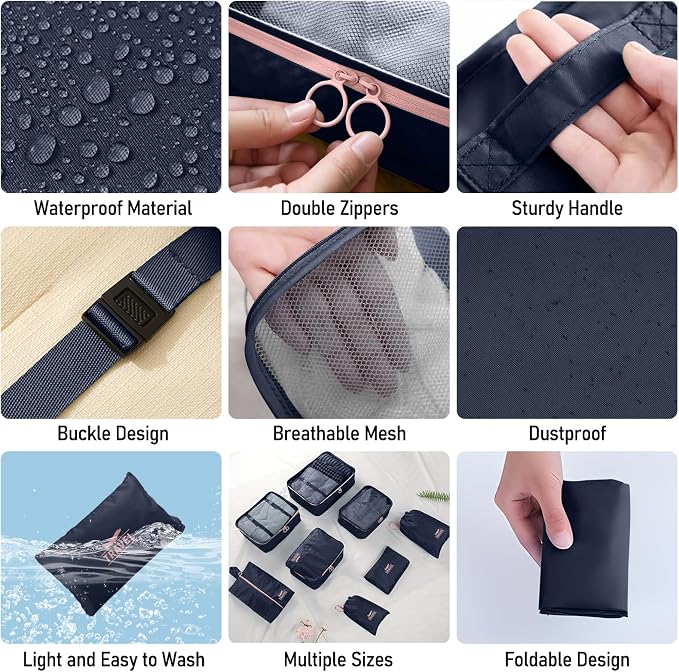 Packing Cubes for Travel - 8 Set Luggage Organizer Bags for Family, Mesh Breathable Packing Cubes for Suitcases Durable Travel Essentials Bags Set - Image 5