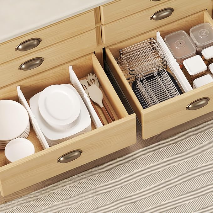 Lifewit 6" Tall Drawer Dividers, Adjustable Deep Drawer Organizer Clothes | 5 Pack 11.5"-18.5" Expandable White Plastic Separators for Dresser, Kitchen, Cabinet, Closet, Office Organization & Storage - Image 10