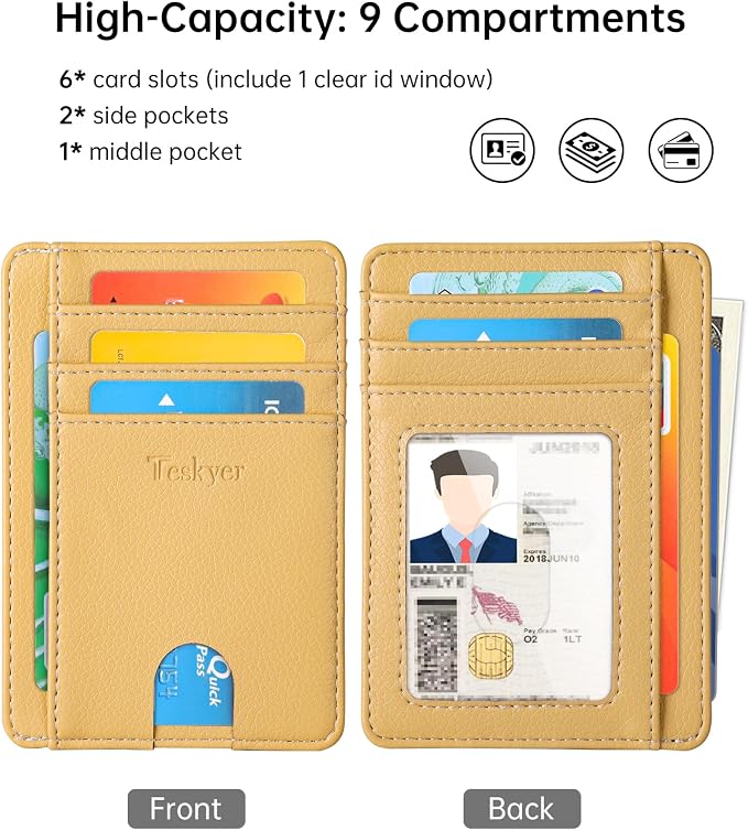 Teskyer Slim Minimalist Wallet for Men, RFID Front Pocket Card Holder | Ultra Slim Front Pocket Design, 8 Card Slots, RFID Protection, Smooth Faux Leather for Everyday Carry - Image 3