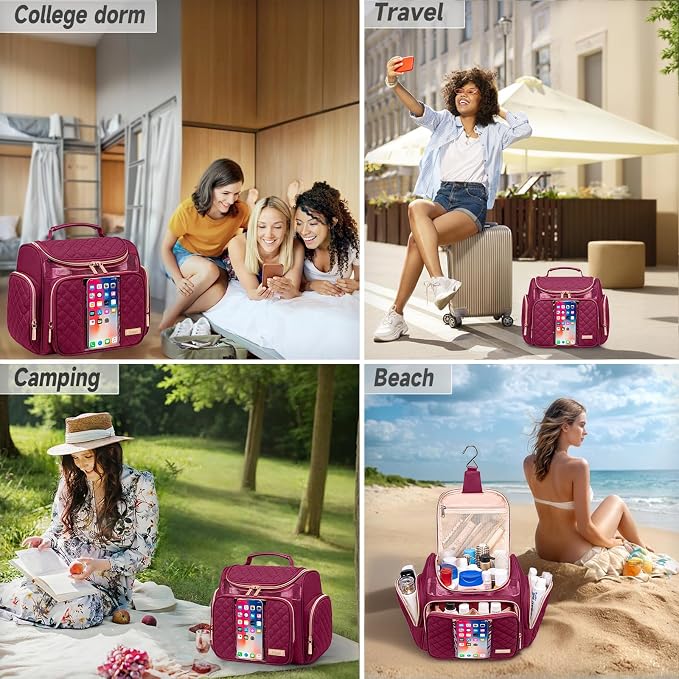 Tealari Large Toiletry Bag for Women Men,Bathroom Bag,Water Resistant Shower Bag,Makeup Bag,Portable Shower Caddy for College Dorm,Hanging Travel Toiletry Bag with Transparent Waterproof Phone Pocket - Image 7