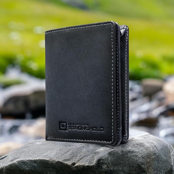 ID Stronghold Waltlet - RFID Blocking Bifold Wallet for Men with Magnetic Clasp - Black - Image 6