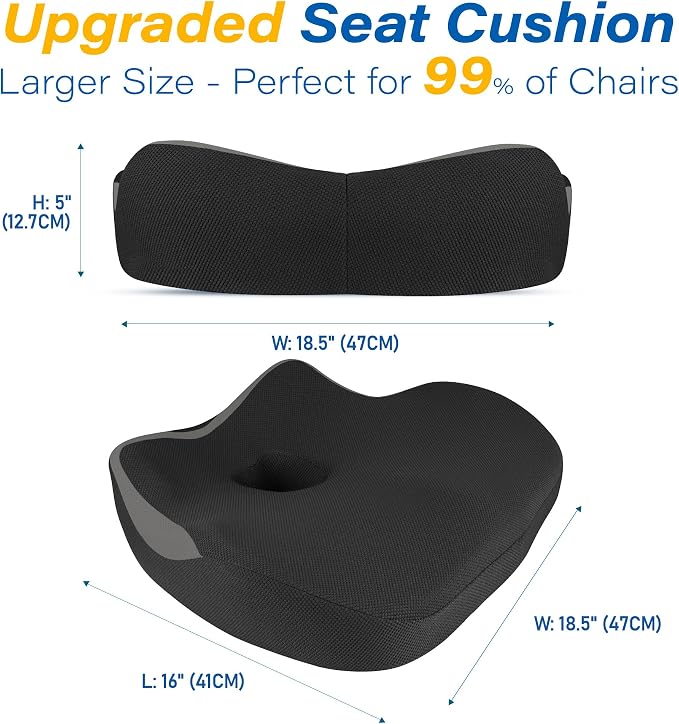 Allaboutsla Car Seat Cushion for Driving, Car Seat Pillow for Short Drivers | Ergonomic Memory Foam Seat Cushion for Pain Relief, Adult Booster Seat for Car, Butt Cushion for Car, Truck, Classic Black - Image 7