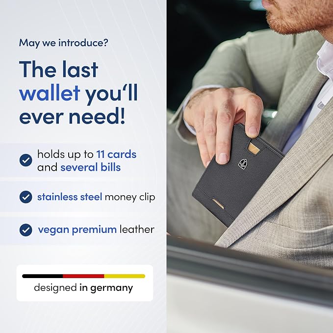 TRAVANDO Money Clip Wallet - RFID Protected Bifold Wallet for Men for 11 Cards - including Gift Box (Black & Chess) - Image 2