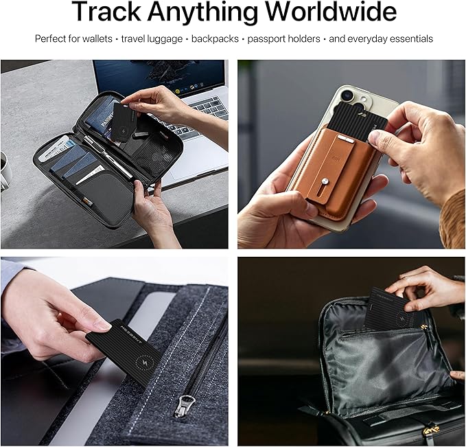 Wallet Tracker Card Smart Tag 4 Pack, Apple MFi Certified Bluetooth Finder, Wireless Charging Slim Item Locator, IP67 Waterproof, Works with Apple Find My for Keys, Bags, Passport, iOS Only - Image 6