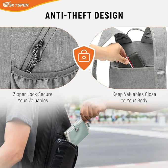 SKYSPER Anti Theft Hiking Backpack, 18L RFID Packable Travel Daypack, Lightweight Foldable Back Pack for Walking Daytrip - Image 3