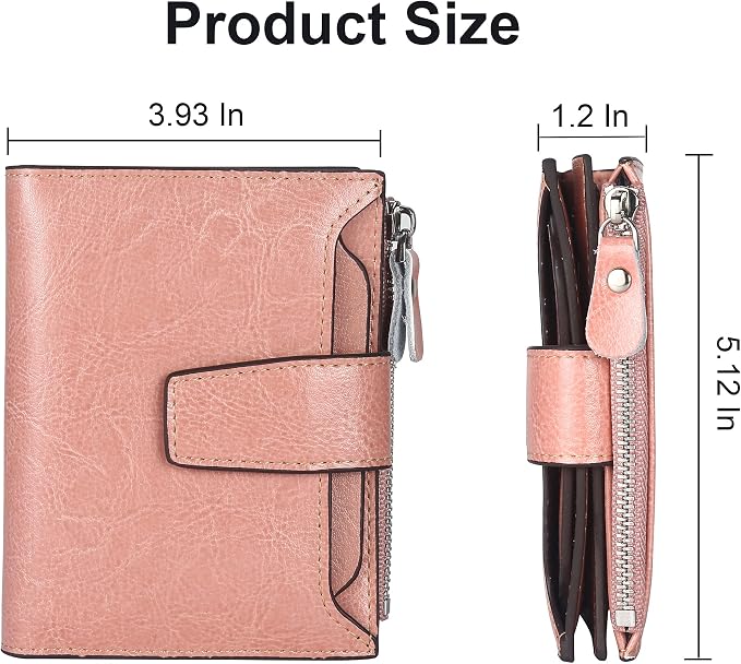 Small Compact Women Wallet RFID Blocking Genuine Leather Bifold Purse with ID Windows - Image 5