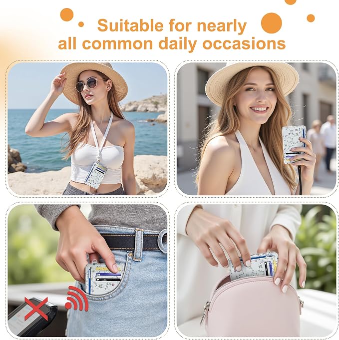 SEAVILIA Small Credit Card Holder for Women, Slim RFID Blocking Wallet | Cute Mini ID Card Case, Thin Minimalist Pocket Wallet, Gift for Girls, Floral - Image 3
