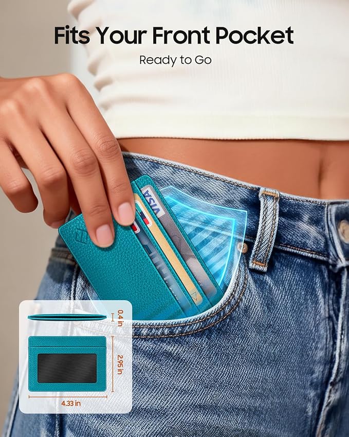 FINTIE Slim Minimalist Front Pocket Wallet RFID Blocking Credit Card Holder | Card Cases with ID Window for Men Women, Legacy Teal - Image 4