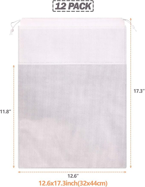 12 Pack Portable Shoe Bags for Travel Large Shoes Pouch Storage Organizer Clear Window with Drawstring for Men and Women 6 Black 6 White - Image 2