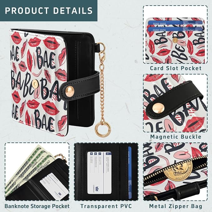 Babe Red Sexy Lip Women's Wallets RFID Blocking,Credit Card Holder Bifold Wallet,Slim Card Cases,PU Leather Travel Wallet for men Girls - Image 5